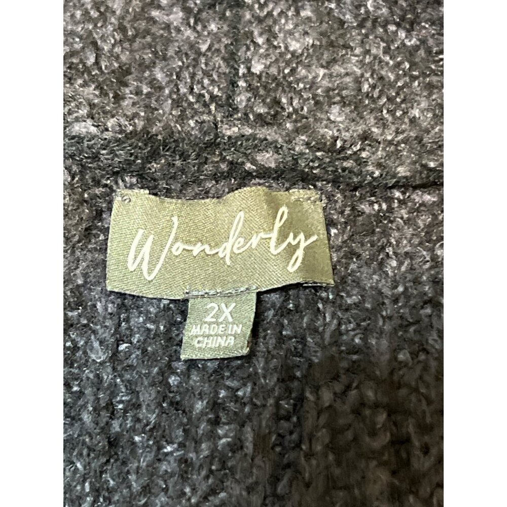 Wonderly Black Textured Knit Cardigan Sweater Open Front Size 2X - Picture 4 of 4